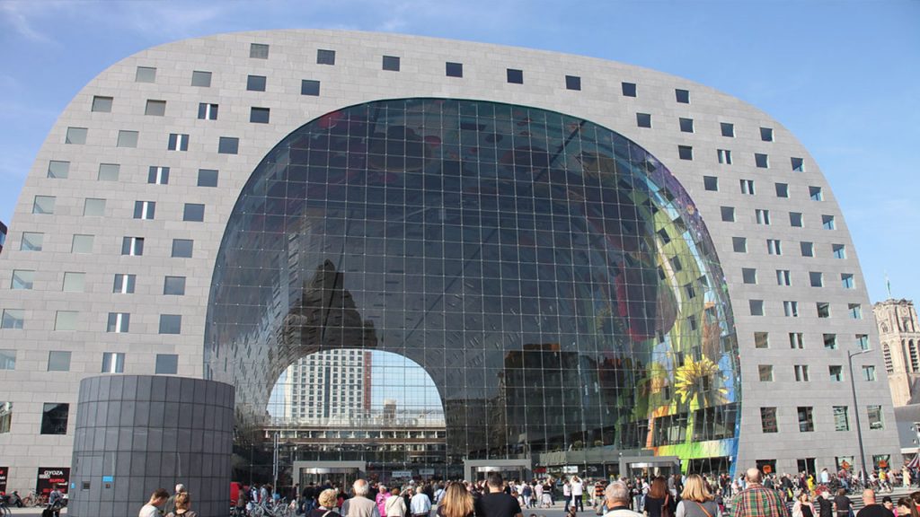 Attractions in Rotterdam include the market hall.