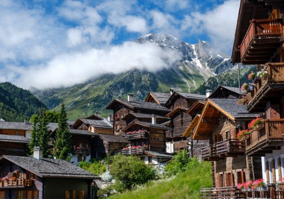 Lotschental is a valley in Switzerland, where more traditional houses are to be seen.